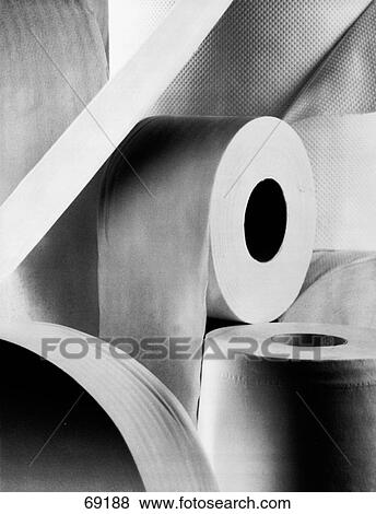 Stock Photo - Close-up of rolls of toilet papers . Fotosearch