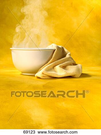 Close-up of towel and bowl of hot water View Large Photo Image Stock Image - Close-up of towel and bowl of hot water . Fotosearch