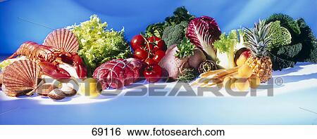 Close-up of vegetables and sea food View Large Photo Image Stock Photograph - Close-up of vegetables and sea food . Fotosearch
