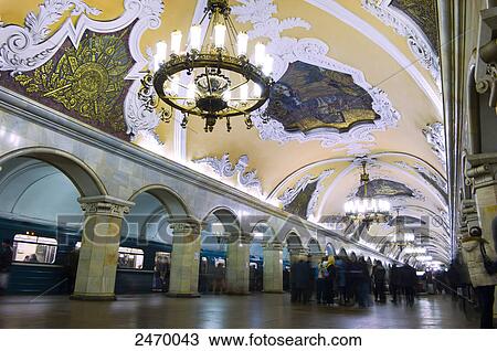 Commuters in subway station, Komsomolskaya Station, Moscow, Russia View Large Photo Image Stock Image - Commuters in subway station, Komsomolskaya Station, Moscow, Russia . Fotosearch