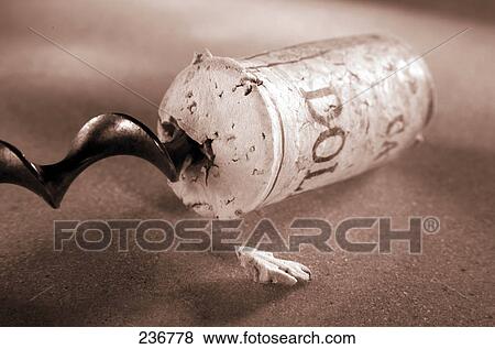 Stock Photo - cork and cork screwer, close-up . Fotosearch