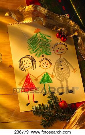 Crayon drawing of parents and child View Large Photo Image Stock Photo - Crayon drawing of parents and child . Fotosearch