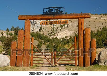 Picture - Entrance gate of anaconda ranch, Montana, USA . Fotosearch