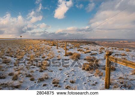 Stock Photography - Fence in field, Dubois, Fremont County, Wyoming, USA . Fotosearch