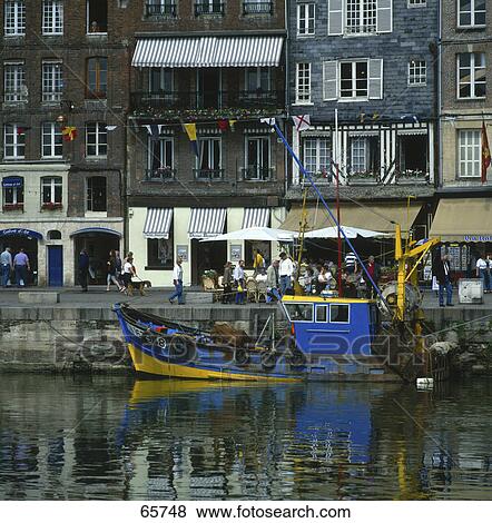 Fishing boat at harbor, Port of Honfleur, Normandy, France View Large Photo Image Stock Photo - Fishing boat at harbor, Port of Honfleur, Normandy, France . Fotosearch