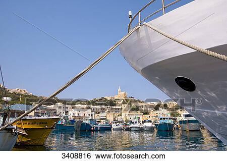 Fishing harbour, Mgarr, Gozo, Malta, low angle view View Large Photo Image Stock Photograph - Fishing harbour, Mgarr, Gozo, Malta, low angle view . Fotosearch
