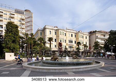 Stock Image - Fountain on a square, Abano Terme, Venetia, Italy . Fotosearch