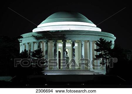 Picture - Government building lit up at night, Thomas Jefferson Memorial, Washington DC, USA . Fotosearch