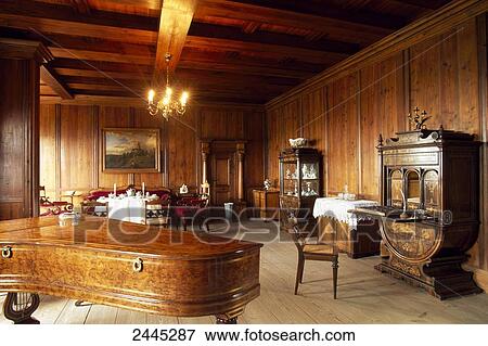 Grand piano and bed in castle, Saxony-Anhalt, Germany View Large Photo Image Stock Photo - Grand piano and bed in castle, Saxony-Anhalt, Germany . Fotosearch