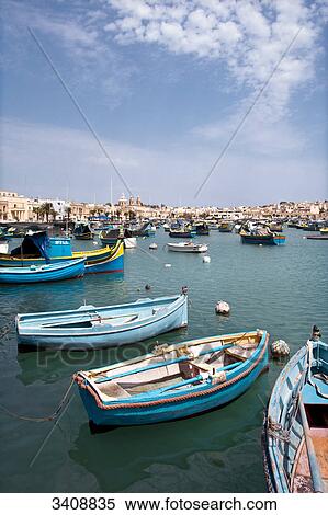 Harbour of Marsaxlokk, Malta, elevated view View Large Photo Image Stock Photography - Harbour of Marsaxlokk, Malta, elevated view . Fotosearch