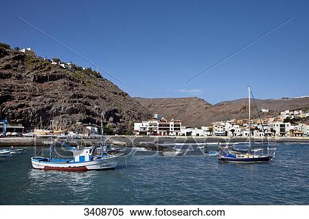 Stock Photography - Harbour of Playa Santiago, La Gomera, Spain . Fotosearch