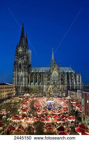 Stock Image - High angle view of church decorated at Christmas, Cologne Cathedral, Cologne, North Rhine-Westphalia, Germany . Fotosearch