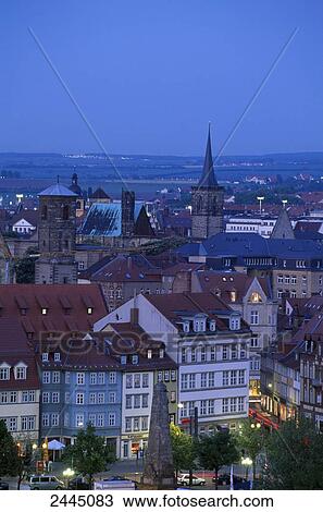 Stock Image - High angle view of cityscape, Erfurt, Thuringia, Germany . Fotosearch