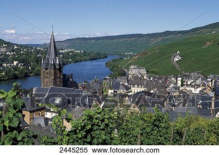 High angle view of cityscape, Bernkastel-Kues, Mosel Valley, Rhineland-Palatinate, Germany View Large Photo Image Stock Photography - High angle view of cityscape, Bernkastel-Kues, Mosel Valley, Rhineland-Palatinate, Germany . Fotosearch