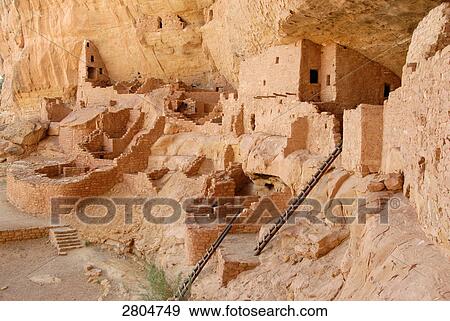 High angle view of cliff dwellings, Anasazi Ruins, Mesa Verde National park, Montezuma County, Colorado, USA View Large Photo Image Stock Photo - High angle view of cliff dwellings, Anasazi Ruins, Mesa Verde National park, Montezuma County, Colorado, USA . Fotosearch