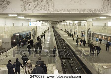 High angle view of commuters at subway station, Partizanskaya Station, Moscow, Russia View Large Photo Image Stock Image - High angle view of commuters at subway station, Partizanskaya Station, Moscow, Russia . Fotosearch
