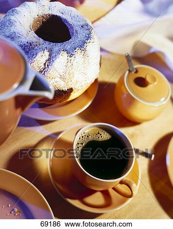 Stock Photograph - High angle view of cup of black coffee . Fotosearch