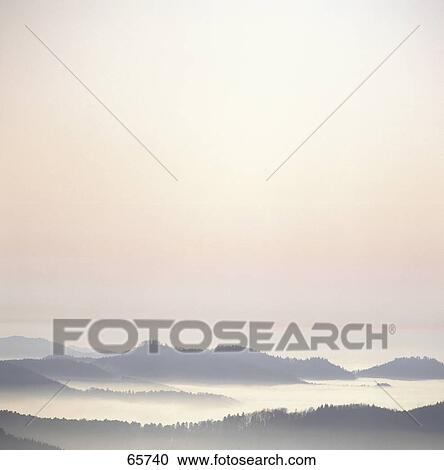 High angle view of forest covered with fog, Black Forest, Germany View Large Photo Image Stock Image - High angle view of forest covered with fog, Black Forest, Germany . Fotosearch