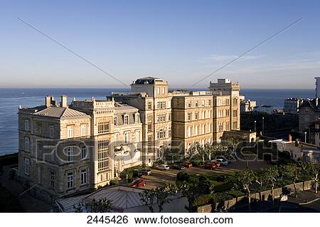 High angle view of palace at coast, Biarritz, Pyrenees-Atlantiques, Aquitaine, France View Large Photo Image Stock Photograph - High angle view of palace at coast, Biarritz, Pyrenees-Atlantiques, Aquitaine, France . Fotosearch