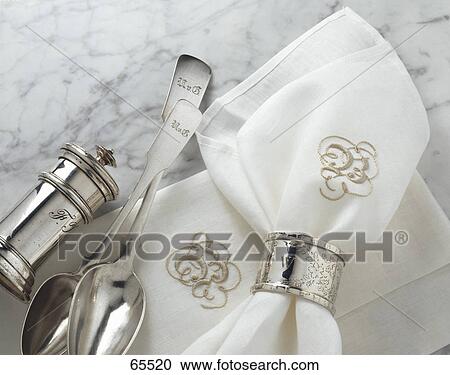High angle view of spoons and napkin View Large Photo Image Stock Image - High angle view of spoons and napkin . Fotosearch