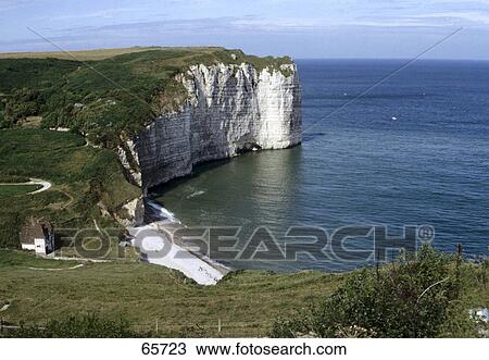 High angle view of steep coastline, Normandy, France View Large Photo Image Stock Image - High angle view of steep coastline, Normandy, France . Fotosearch