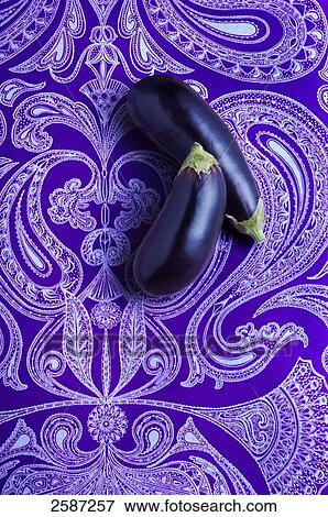 High angle view of two aubergines View Large Photo Image Stock Photo - High angle view of two aubergines . Fotosearch