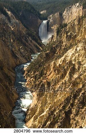 High angle view of waterfall, Yellowstone National Park, Wyoming, USA View Large Photo Image Stock Photograph - High angle view of waterfall, Yellowstone National Park, Wyoming, USA . Fotosearch
