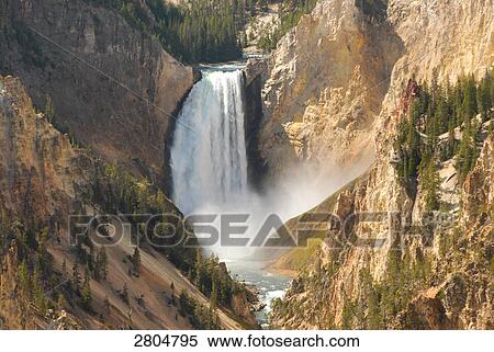 High angle view of waterfall, Yellowstone National Park, Wyoming, USA View Large Photo Image Stock Photography - High angle view of waterfall, Yellowstone National Park, Wyoming, USA . Fotosearch