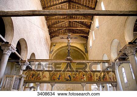 Picture - Interior of Basilika Santa Maria Assunta, Torcello, Venetia, Italy, low angle view . Fotosearch