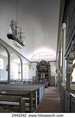 Stock Image - Interiors of church, Mecklenburg-Western Pomerania, Germany . Fotosearch
