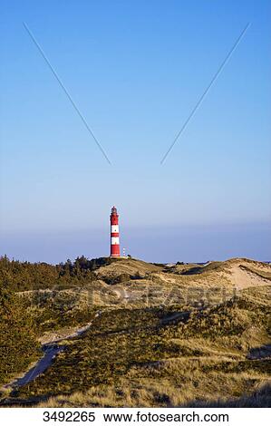 Stock Photography - Lighthouse on Amrum Island, Schleswig-Holstein, Germany, elevated view . Fotosearch