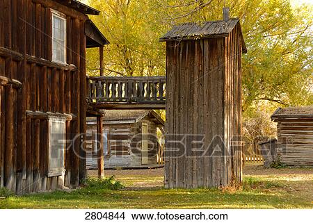Picture - Log cabins in ghost town, Nevada City, Montana, USA . Fotosearch