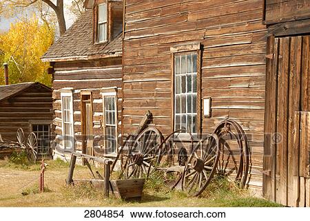 Log cabins in ghost town, Nevada City, Montana, USA View Large Photo Image Picture - Log cabins in ghost town, Nevada City, Montana, USA . Fotosearch
