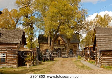 Log cabins in ghost town, Nevada City, Montana, USA View Large Photo Image Stock Image - Log cabins in ghost town, Nevada City, Montana, USA . Fotosearch