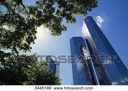 Low angle view of bank, Deutsche Bank, Frankfurt, Hesse, Germany View Large Photo Image Stock Photo - Low angle view of bank, Deutsche Bank, Frankfurt, Hesse, Germany . Fotosearch