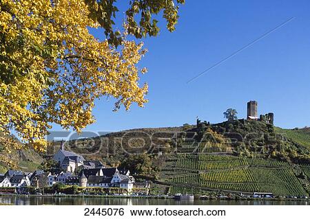 Low angle view of castle on hill, Metternich Castle, Moselle River, Beilstein, Cochem-Zell, Rhineland-Palatinate, Germany View Large Photo Image Stock Photograph - Low angle view of castle on hill, Metternich Castle, Moselle River, Beilstein, Cochem-Zell, Rhineland-Palatinate, Germany . Fotosearch
