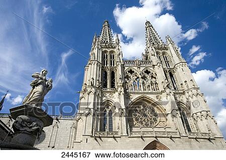 Low angle view of cathedral, Burgos Cathedral, Burgos, Spain View Large Photo Image Stock Photo - Low angle view of cathedral, Burgos Cathedral, Burgos, Spain . Fotosearch
