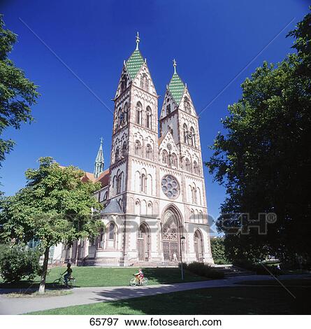 Low angle view of church, Church Christ's Heart, Freiburg Im Breisgau, Baden-Wuerttemberg, Germany View Large Photo Image Stock Photo - Low angle view of church, Church Christ's Heart, Freiburg Im Breisgau, Baden-Wuerttemberg, Germany . Fotosearch