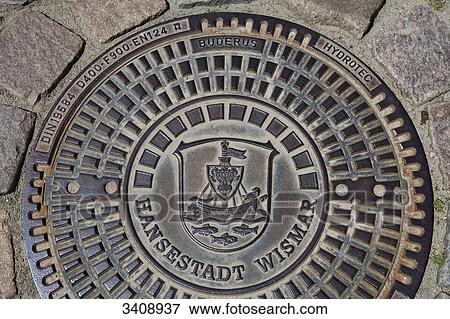 Manhole cover, Wismar, Germany, view upon View Large Photo Image Stock Photo - Manhole cover, Wismar, Germany, view upon . Fotosearch