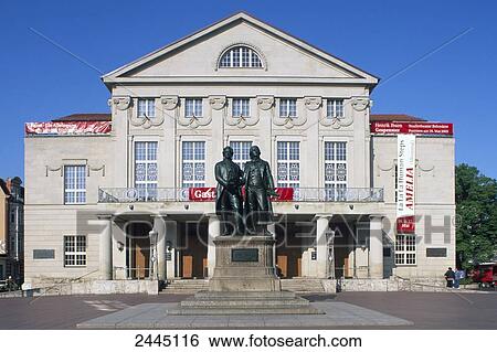 Memorial for Goethe and Schiller in front of national theater, Weimar, Thuringia, Germany View Large Photo Image Stock Photograph - Memorial for Goethe and Schiller in front of national theater, Weimar, Thuringia, Germany . Fotosearch