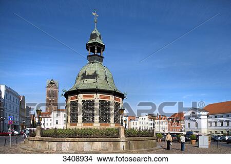 Memorial (Wasserkunst) on the marketplace of Wismar, Germany View Large Photo Image Picture - Memorial (Wasserkunst) on the marketplace of Wismar, Germany . Fotosearch