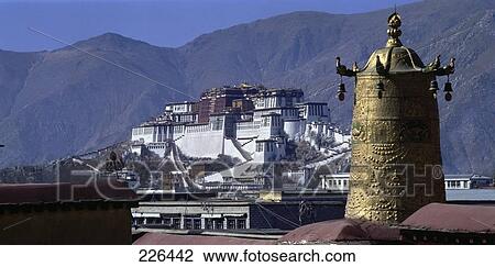 Palace against mountains, Potala Palace, Lhasa, Tibet View Large Photo Image Stock Image - Palace against mountains, Potala Palace, Lhasa, Tibet . Fotosearch