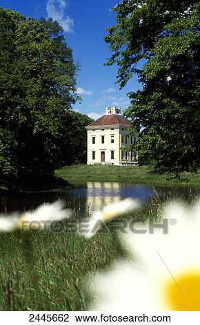 Stock Image - Palace at lakeside, Dessau, Saxony-Anhalt, Germany . Fotosearch