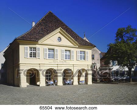 Picture - People at restaurant, Old Guard House, Freiburg Im Breisgau, Baden-Wuerttemberg, Germany . Fotosearch
