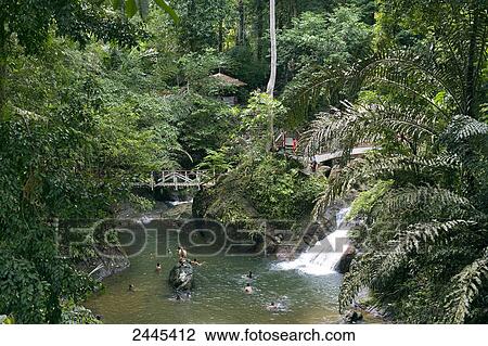 People bathing in waterfall, Kuching, Sarawak, Borneo, Indonesia View Large Photo Image Stock Image - People bathing in waterfall, Kuching, Sarawak, Borneo, Indonesia . Fotosearch