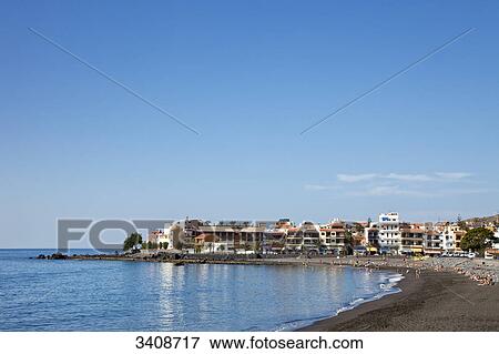 Stock Photo - Playa de la Calera, Valle Gran Rey, La Gomera, Spain, elevated view . Fotosearch