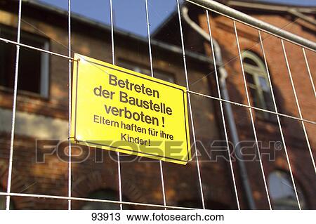 Stock Image - Prohibition sign on fence . Fotosearch