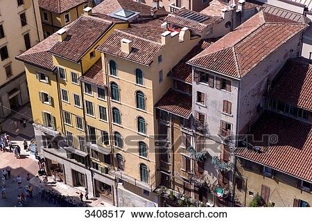 Stock Photo - Residential buildings in Verona, Italy, bird's eye view . Fotosearch
