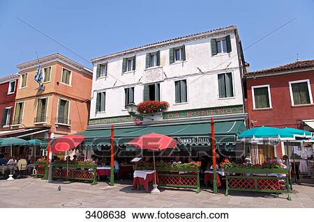 Stock Photo - Restaurant in Burano, Venice, Italy . Fotosearch