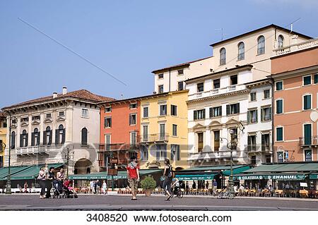 Restaurants in front of a row of houses, Piazza Bra, Verona, Italy View Large Photo Image Stock Image - Restaurants in front of a row of houses, Piazza Bra, Verona, Italy . Fotosearch